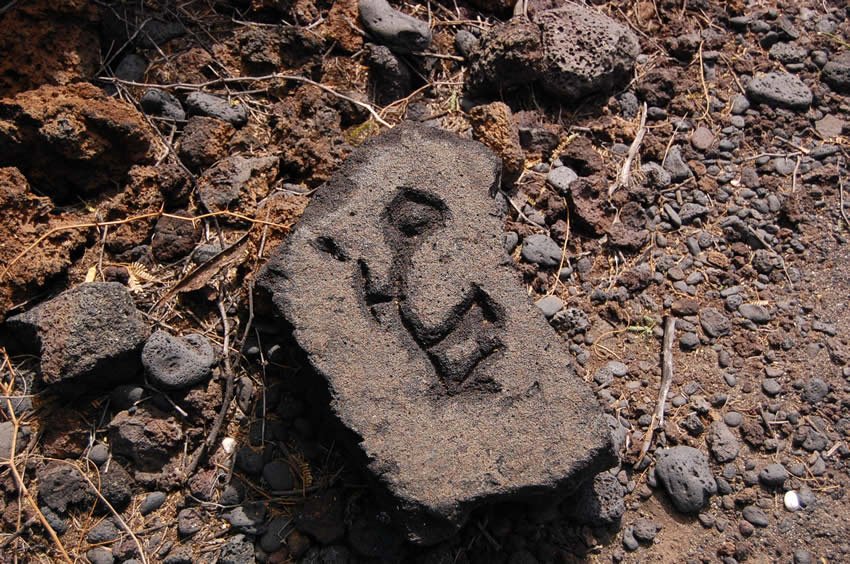 Hawaiian rock carving