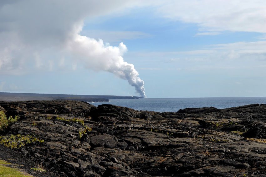 Lava boils ocean on contact