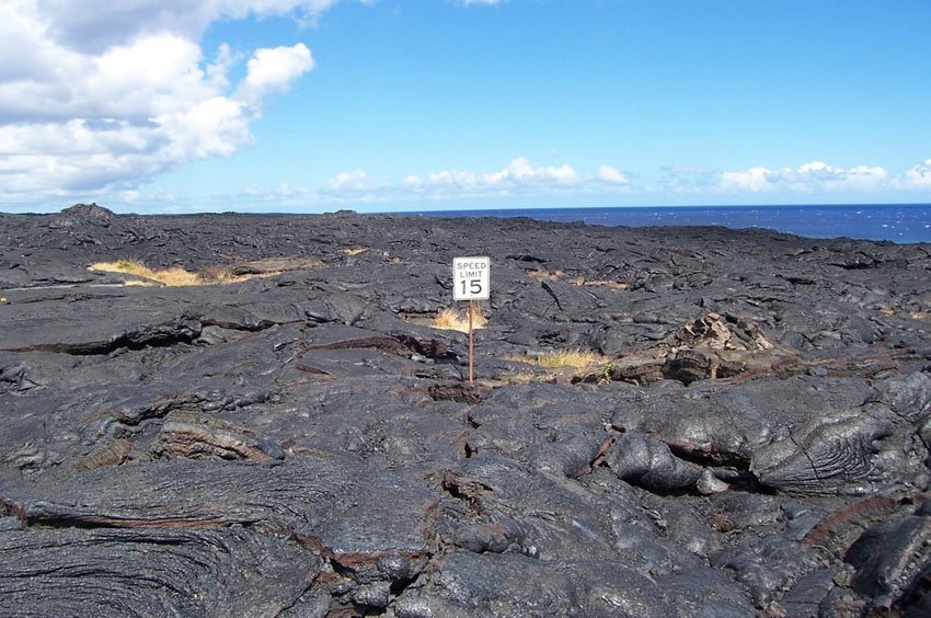 Lava flow covered a street