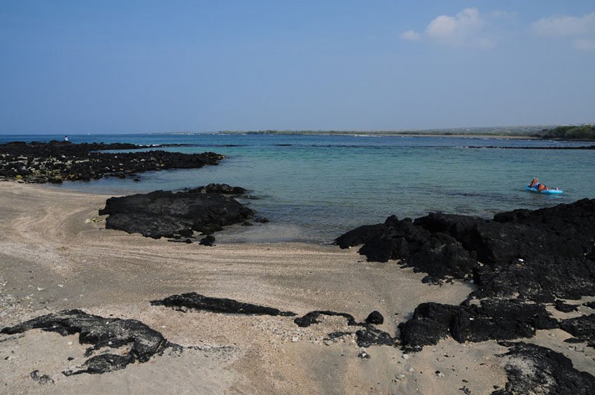 Sandy beach with tide pools