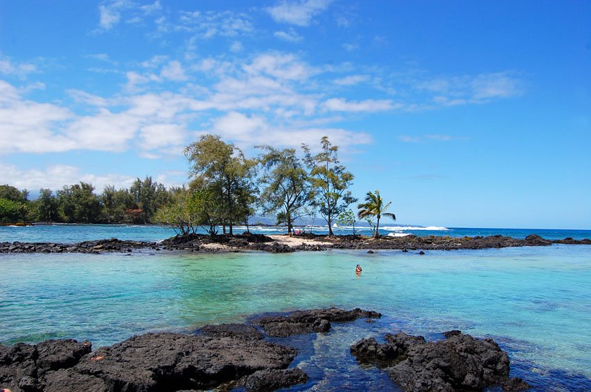 Small lava rock island