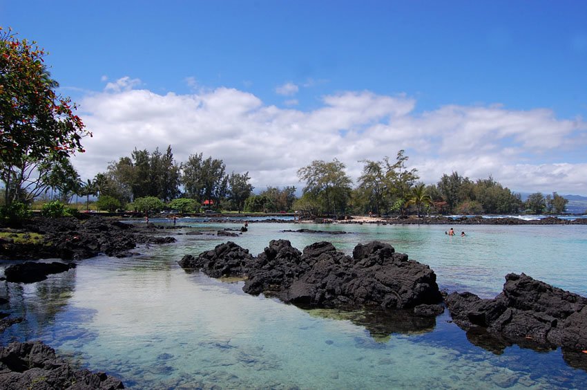 Surrounded by black lava rocks