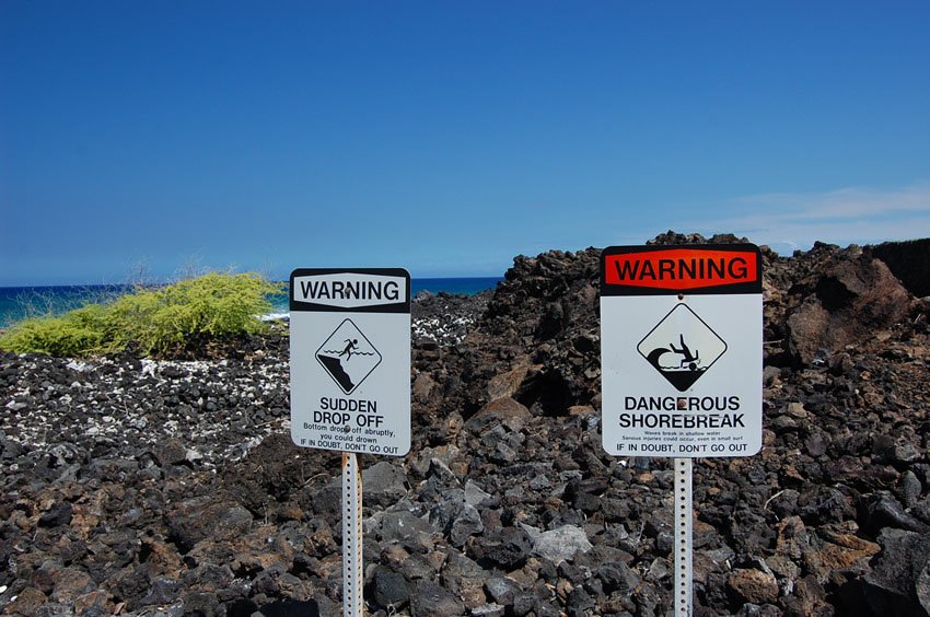 Warning beach signs