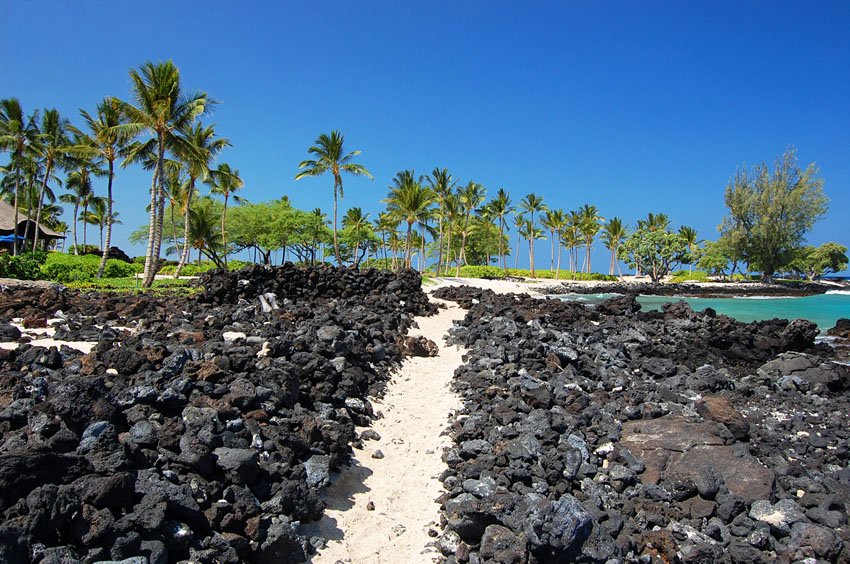 Trail between lava rocks