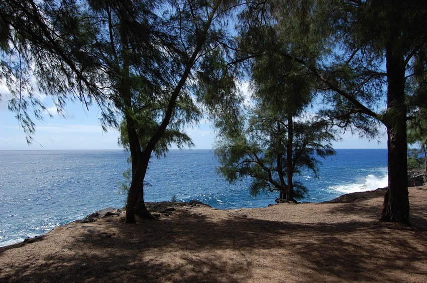 View to the crystal clear blue ocean