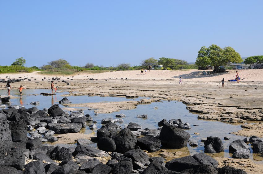 Sand-filled tide pools