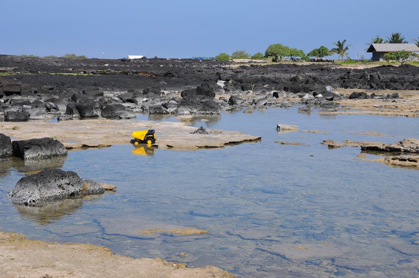 Sand-filled tide pools