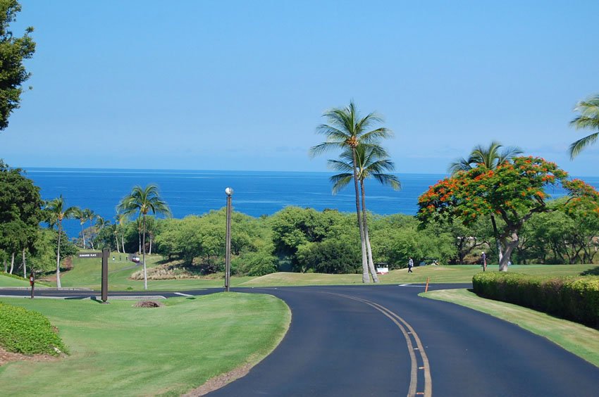 Road leading to popular Mauna Kea Beach