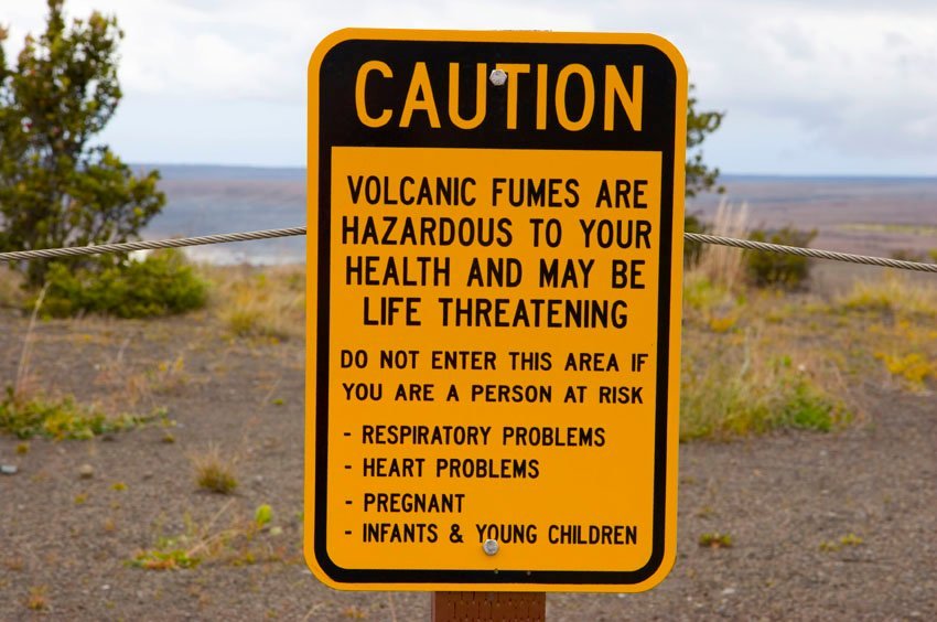 Volcanic fumes danger sign