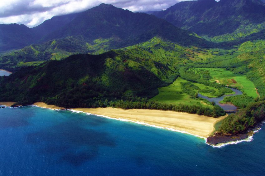 Aerial view of coastal Kauai