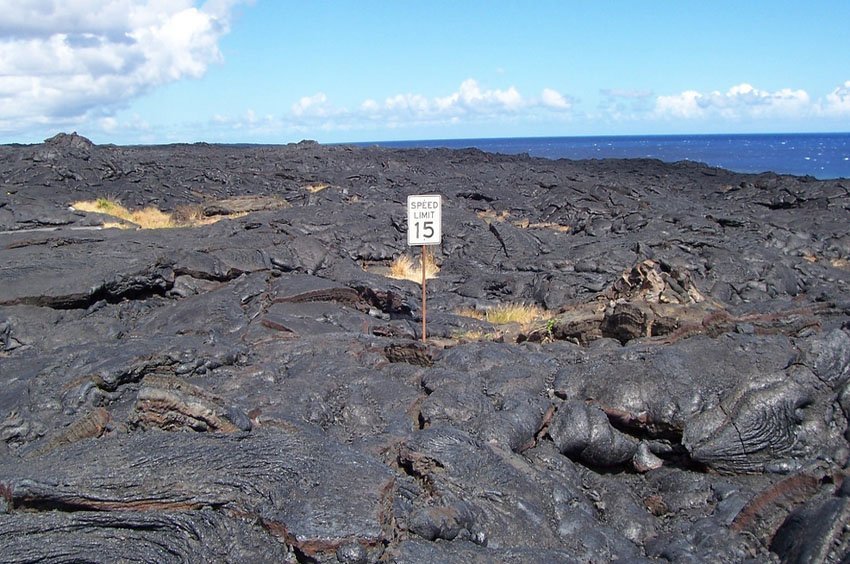 Lava flow covers street