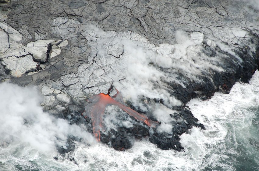 Lava flow covers street