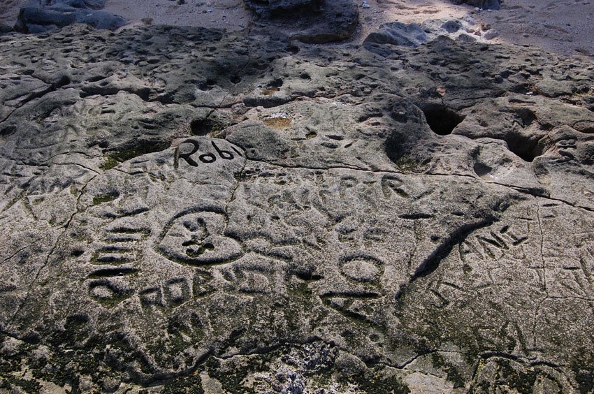 Petroglyphs on lava rocks