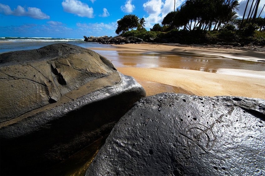 Petroglyph on lava rock