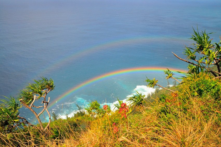 Double rainbow on Kalalau Trail