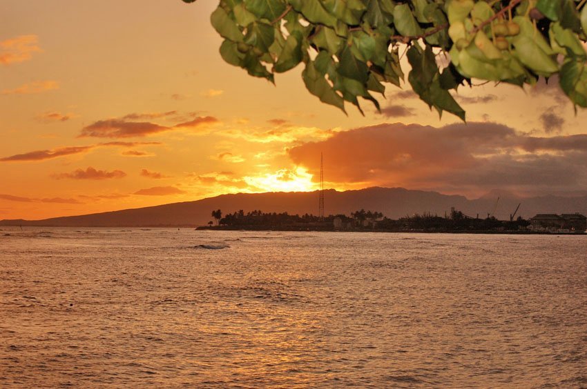 Ala Moana Beach sunset on Oahu