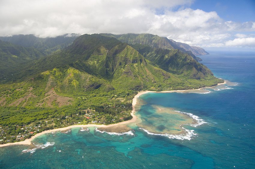 Aerial coastline view of Kauai