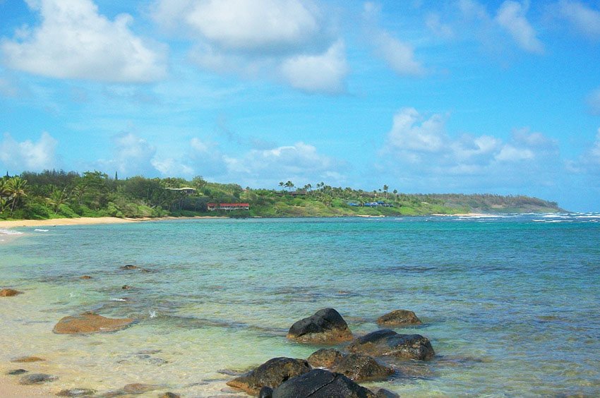 Black rocks on the shoreline