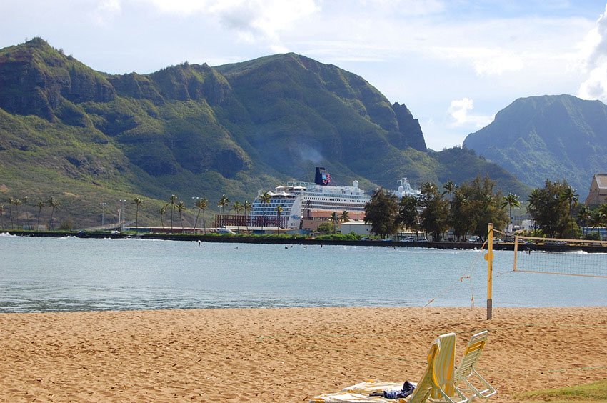 Cruise ship docked at Nawiliwili Harbor