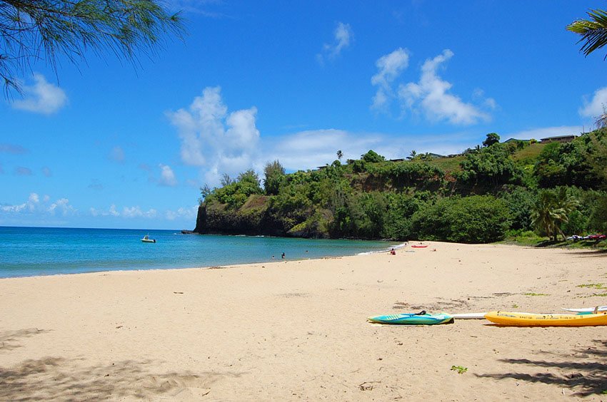 Kayaks on Kalihiwai Beach