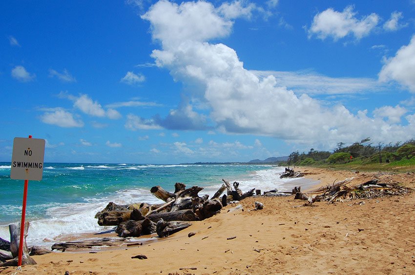 Rough waters outside of protected area