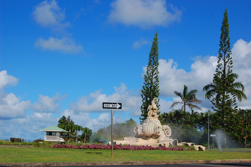 Fountain at the entrance of the town