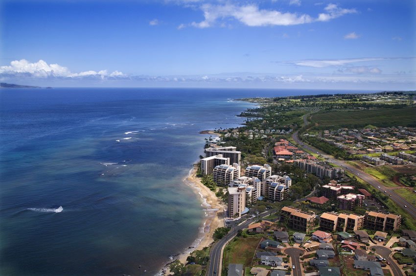 Aerial view of Kahana Beach