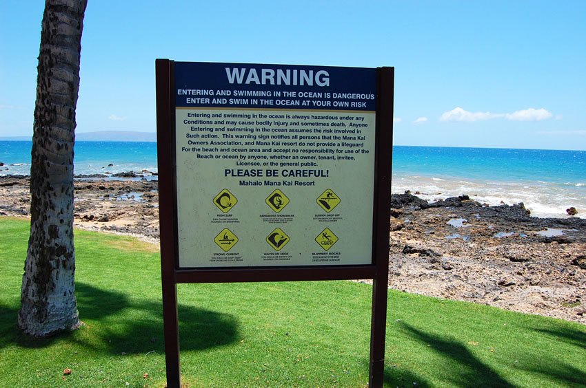 Beach warning signs