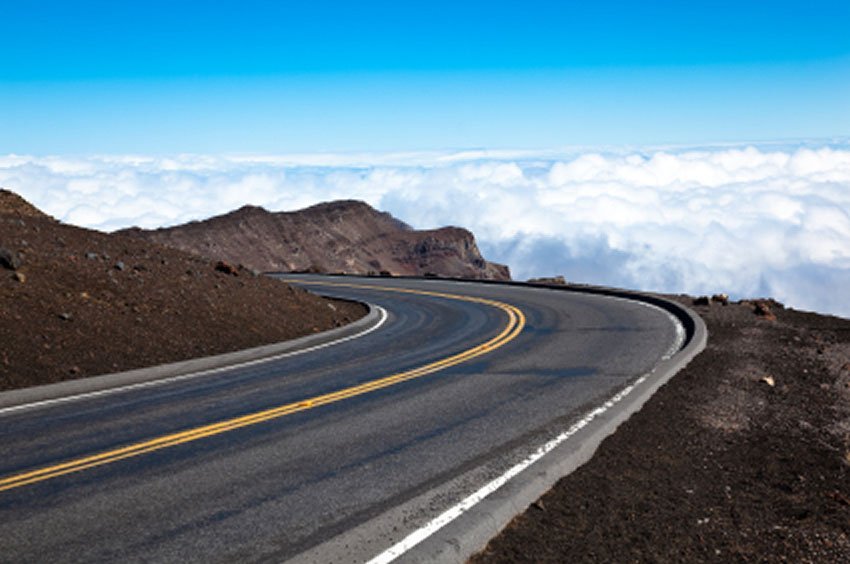 Driving above the clouds on Maui