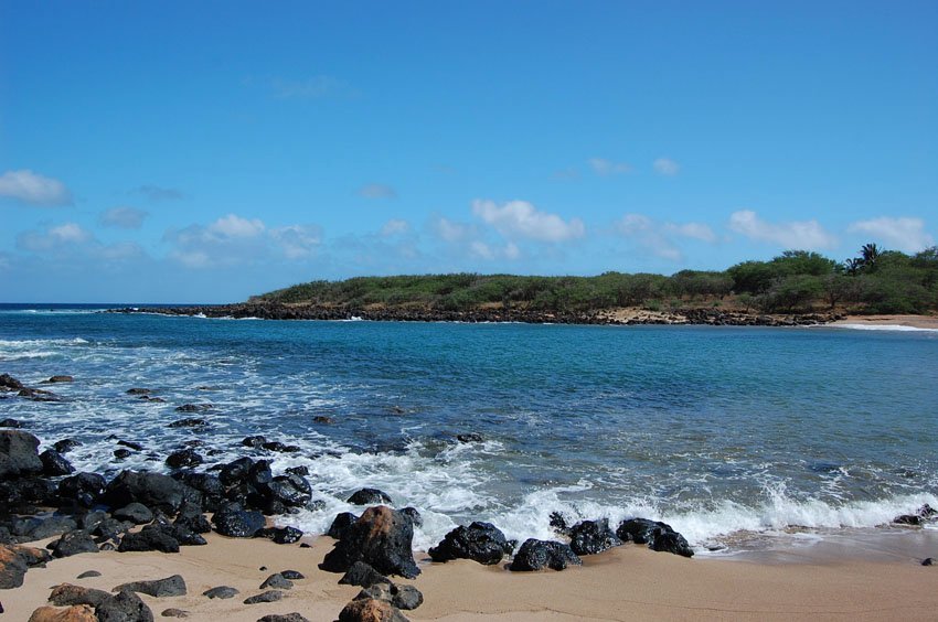 Black lava rocks on Molokai