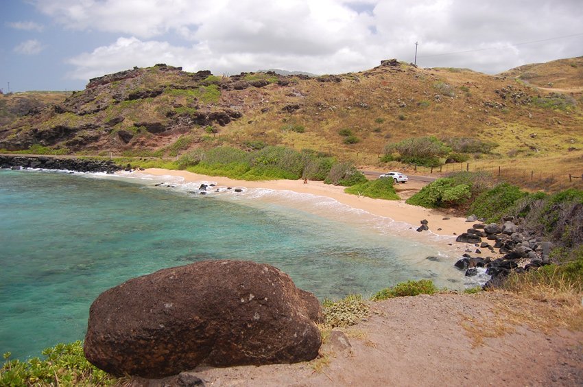 Small white-sand beach on Molokai