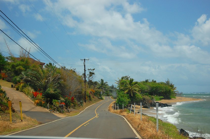 View to a white sand beach on East Molokai