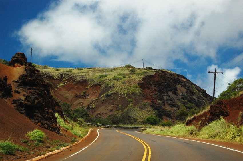 Scenic and winding road on Molokai