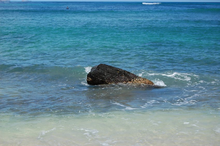 Ancient rock on Kaupo Beach