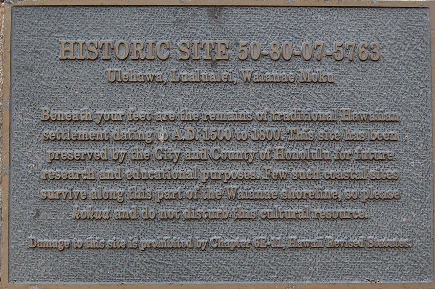 Ulehawa Historic Site sign view