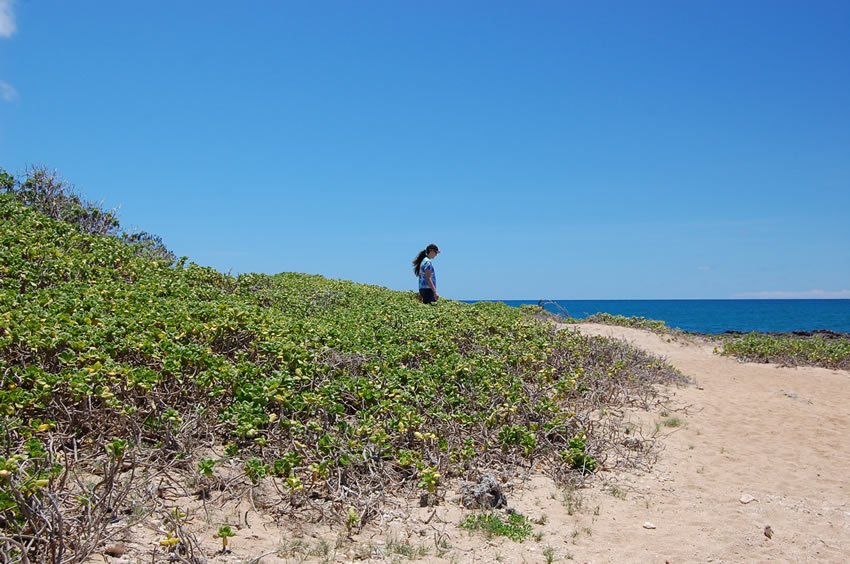 Hiker exploring the rocky outcropping