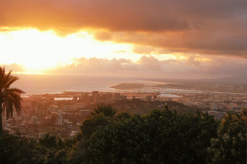 View to Punchbowl and Honolulu Airport