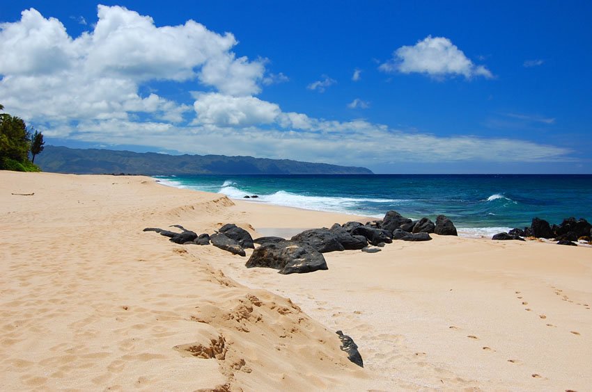 Popular surfing beach on Oahu