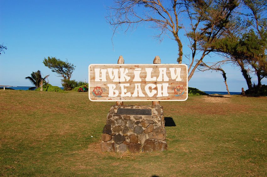 Popular Hukilau Beach sign