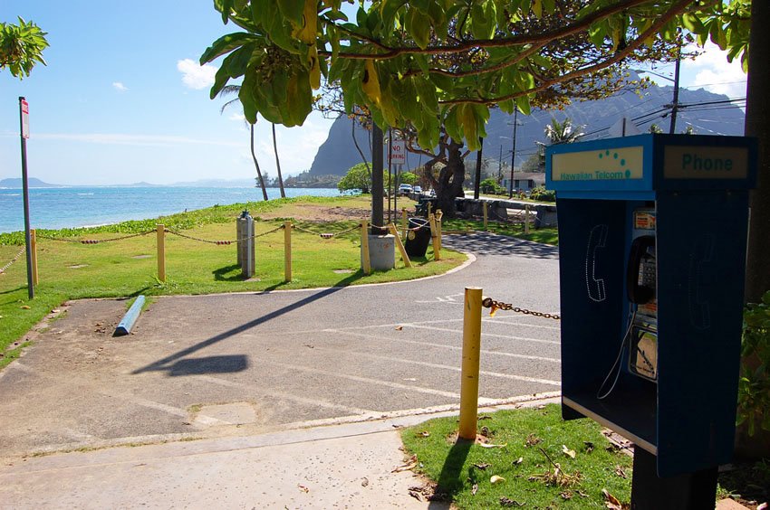 Phone booth at the parking