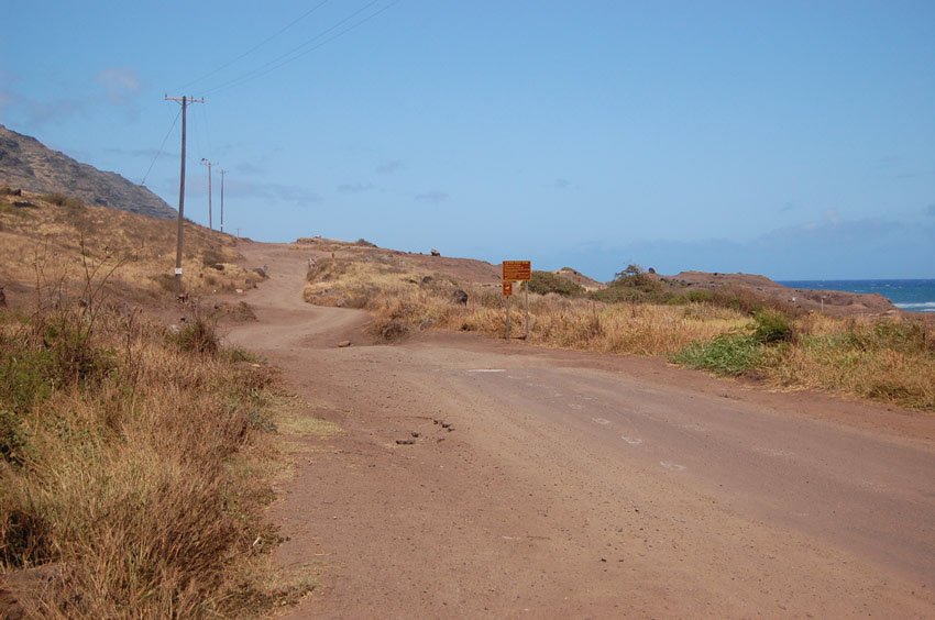 Start of the unpaved road