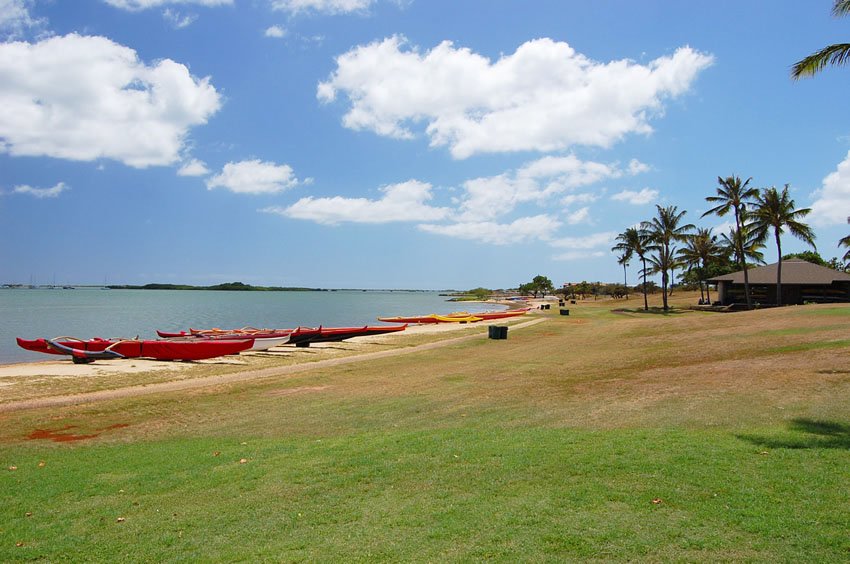 Popular kayaking beach park on Oahu