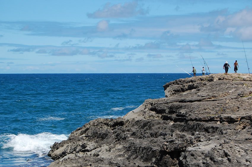 Fishing near La'ie Point State Wayside Park