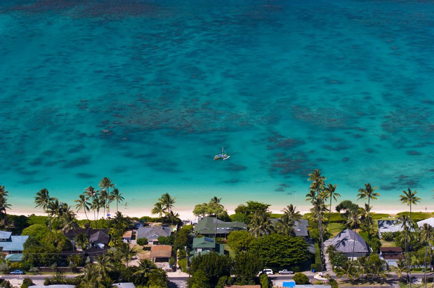 Aerial view of Lanikai Beach