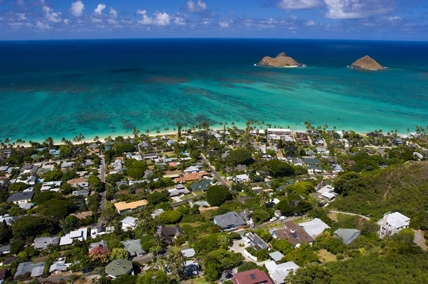 Aerial view of Lanikai Beach