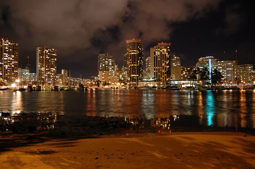 Night view of Waikiki