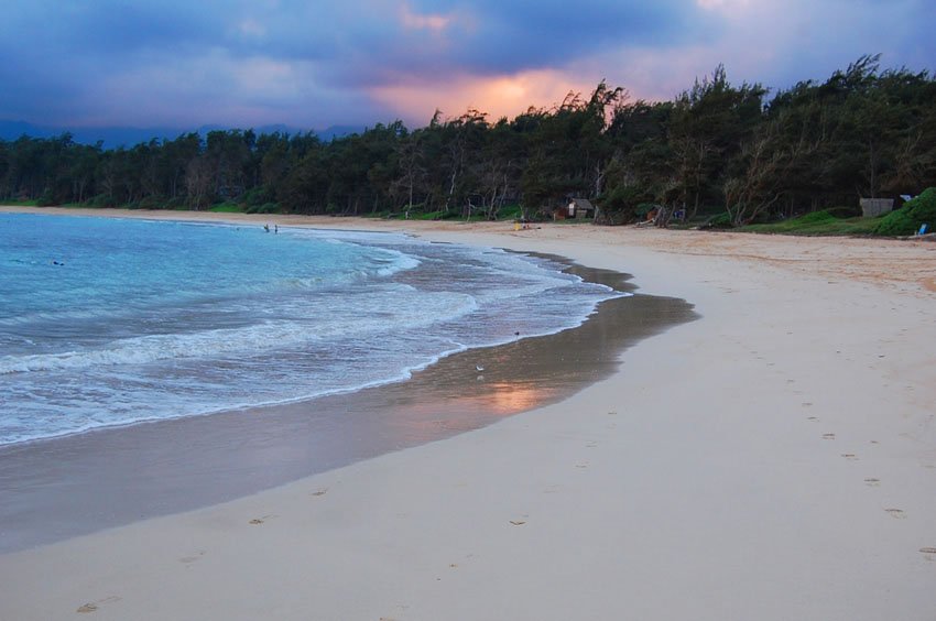 Sunset reflection over Malaekahana Bay