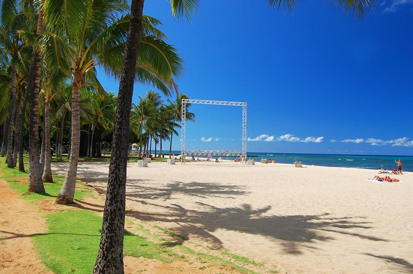 Large movie screen on the beach