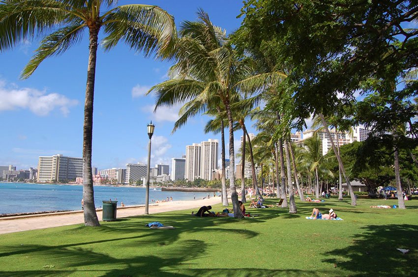 Beachfront park in Waikiki