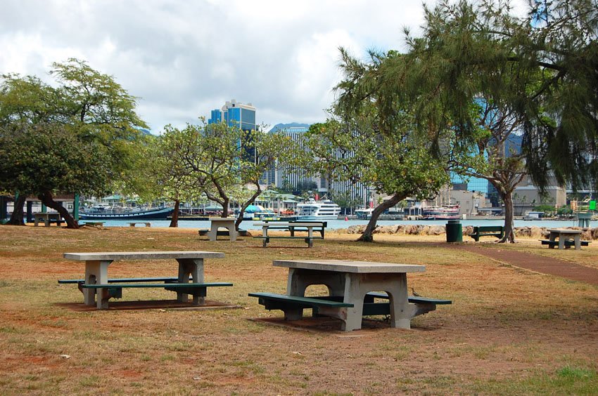 Picnic area with Honolulu city view